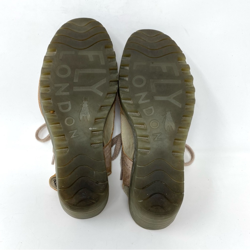 Fly London Ylfa Lace-Up Leather Platform Wedge Sandal - Picture 14 of 14